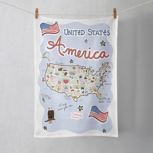 16"x24" 100% Fish Kiss Wyoming Map Dish Towel is of Microfiber Waffle Weave Making it Super Absorbent, Soft & Machine