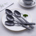 Matte Black Dinner Spoon Set of 6, FULLYWARE 8.0 inches Stainless Steel Black Silverware, Satin Finish