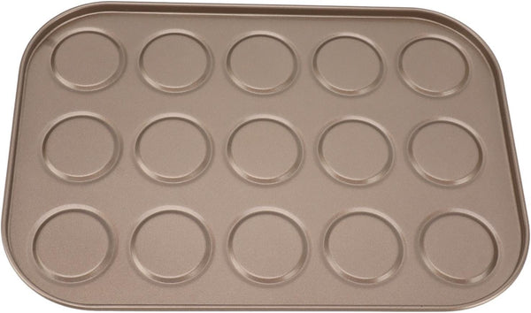 Carbon Steel Muffin Top Pan, Non Stick Coating, Even Heating, Ideal for Oven Baking, 15 Hole Bakeware