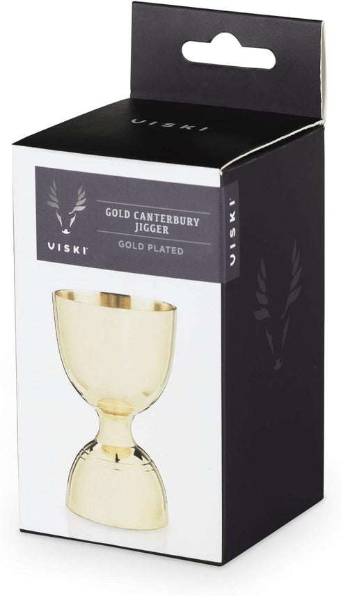 Viski Canterbury Double Measure for Cocktails - Stainless Steel Bartender Tool, Gold, Set of 1