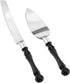 Black Cake Knife and Server Set, Non-Slip Swirl Grip, Matte Black Cake Cutting Set