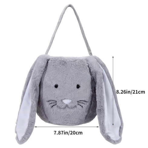 XinblueCo Plush Easter Bunny Basket, Personalized Egg Hunting Tote Bags with Long Plush Ears for Easter Decorations