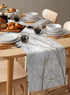 Marble Table Runner, Long 72 Inch Cotton Linen White Gray Gold Texture Scarves for Kitchen, Dining, Sofa, Home Decor