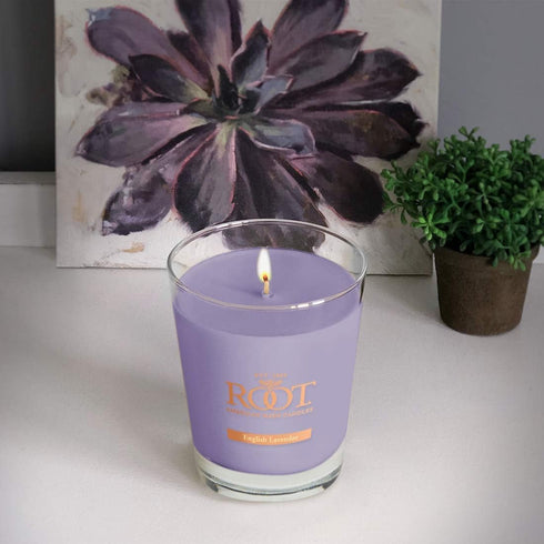 Root Candles Honeycomb Veriglass Scented Beeswax Blend Candle in English Lavender Large