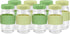 Juice Shot Containers, Glass, Clear, 2oz, Colored Lids & Silicone Grip Bands,