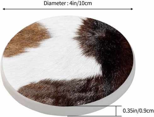 Pznen 2 Pack Accessories,Set 2 Cow Skin Texture Coasters for Drinks Africa Animal Camouflage Close Up Hairy Texture