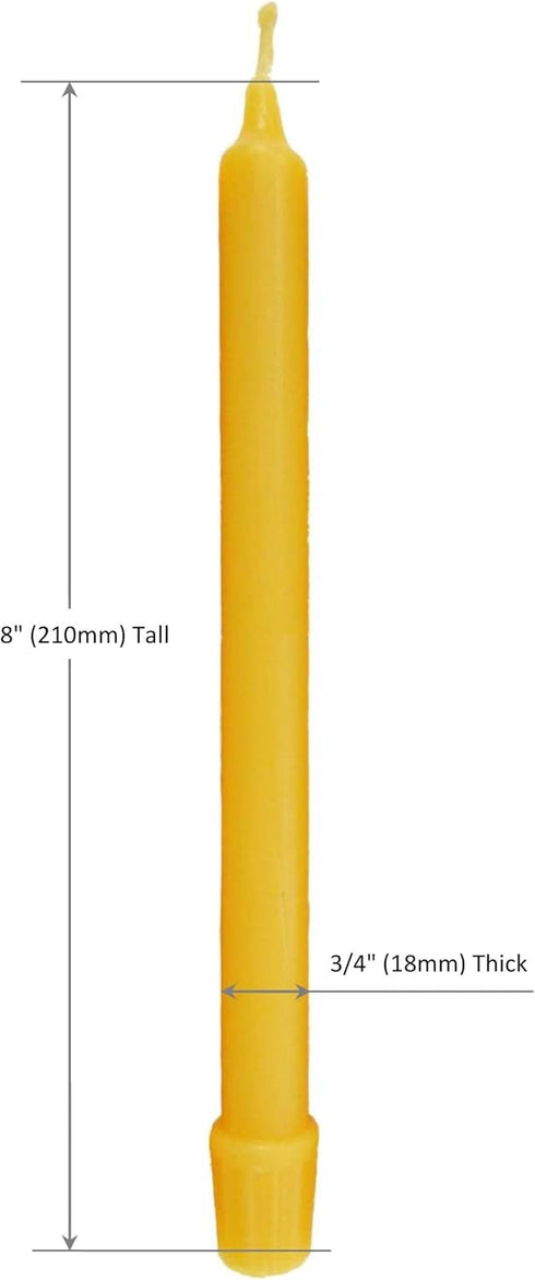 100% Pure Beeswax Candles, Set of 6, 8-Hour Organic Hand Made, 8 Inches Tall