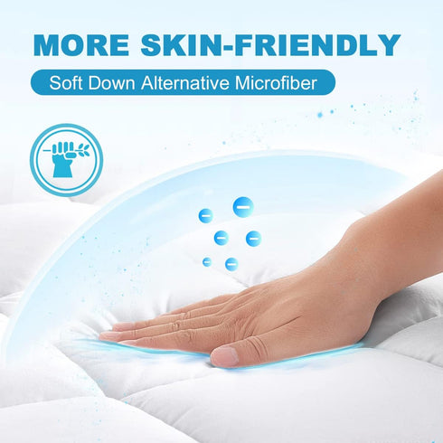 Twin Mattress Pad Cover with Stretches to 18” Deep Pocket, Fits Up to 8”-21” Cooling White Bed Topper, Down Alternative