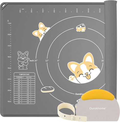Ourokhome Silicone Baking Mat Sheet, 0.5 Inch Thick 28" X 20" Non-Stick Rolling Mat, BPA Free (Gray)