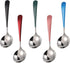 18/10 Round Head Stainless Steel Soup Spoons, Modern Thick Short Handle Korean Spoon, Set of 5, 6.3 Inch
