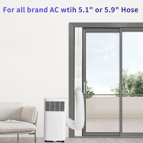 60 Inches, 5.1" 5.9" Portable AC Window Vent Kit - Complete Air Conditioner Window Kit, Adjustable PVC Window Seal Kit