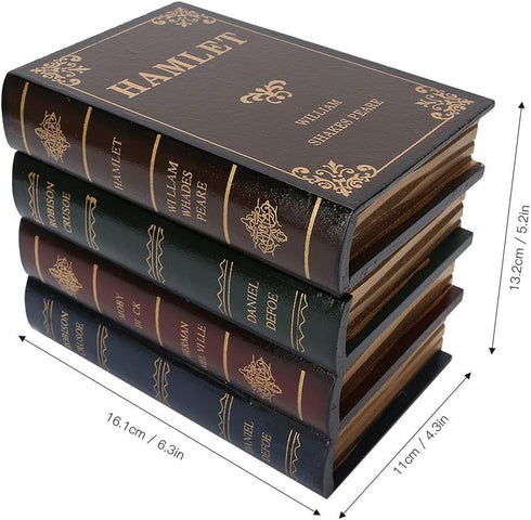 Wooden Jewelry Box, Book Shaped Storage Case, Antique Fake Books Decor for Home Office Car Decoration