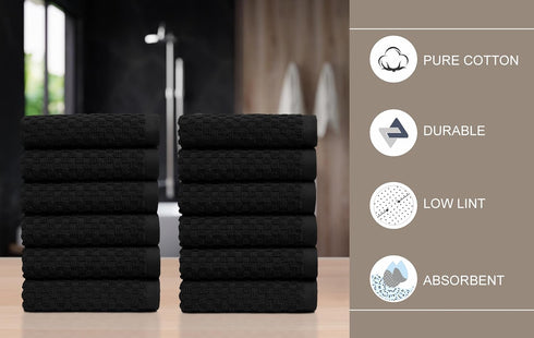 Set 12 12x12 inches COTTON CRAFT Euro Spa Waffle Wash Cloth - of Luxury Pure Ringspun Cotton Waffle Weave Bathroom Face