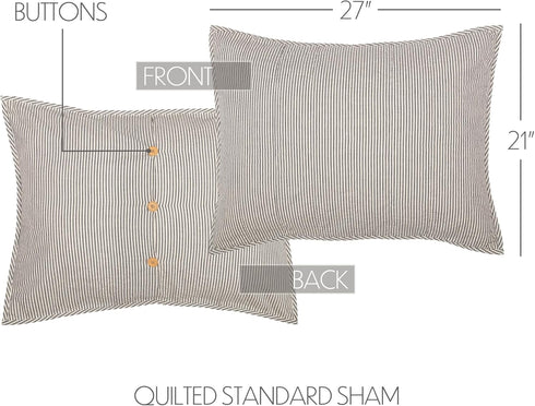 VHC Brands Hatteras Seersucker Blue Ticking Stripe Standard Sham, 21x27