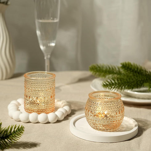 36 Packs 2x2.5inchs Votive Candle Holders for Valentine's Day, Gold Tea Light Candle Holders Glass, Votives Candle