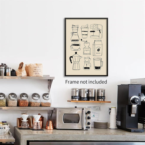 enttgo 16x24 inch Moka Pot Espresso Poster Black And White Coffee Canvas Wall Art Minimalist Painting Prints for Coffee
