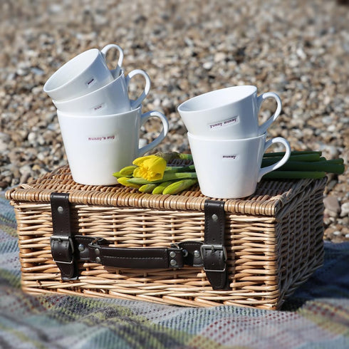 Word Range Ceramic Set of 4 Egg Cups, Gift Boxed, What Came First the Chicken or the Egg