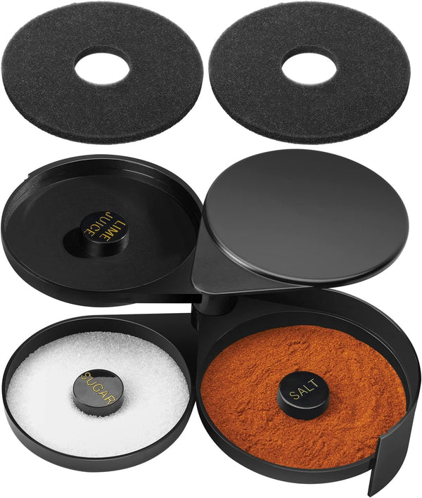 Margarita Salt Rimmer Set, 3-Tier Glass Rimmer with 2 Sponges, Bar Salt and Sugar Rimmer for Cocktails