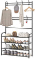 UDEAR Entryway Coat Rack,3-in-1 Hall Tree Multifunctional Storage Shelf with 4-Tier Shoe