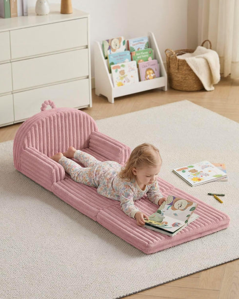 2-in-1 Blissful Diary Toddler Couch, Comfy Toddler Chair & Lounger, Soft Flannel Fleece Kids Couch Sofa for Old Girls