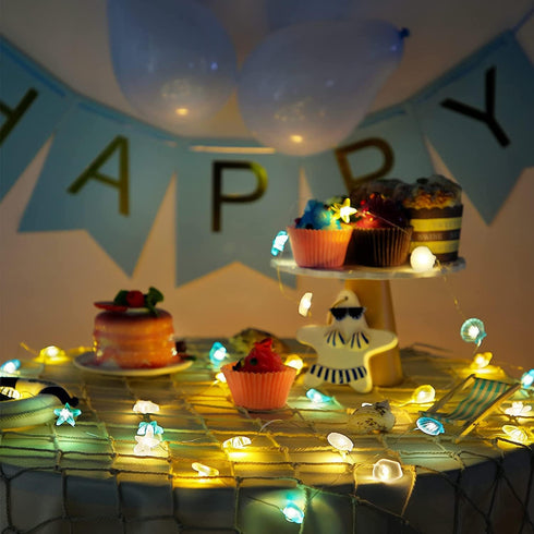 1 Pcs Ocean Beach Themed Sea Life Decorative String Lights 10 FT 30 LEDs, Starfish and Seashell Design for Summer Room