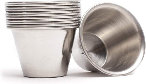 EHOMEA2Z Ramekins Stainless Steel Condiment Sauce Cups, Commercial Grade, Ideal for All Sauces (12, 3 oz)