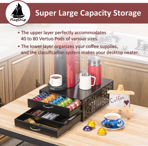 Flagship for Vertuo Pod Holder Coffee Accessories Organizar for Nespresso Pod Storage Large Capacity Fits All Size