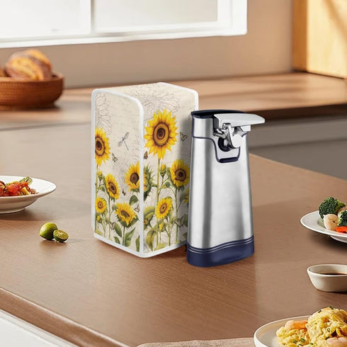 Can Opener Cover, Dragonfly Sunflower Design for Dust and Stain Protection, Fits Most Electric Can Openers