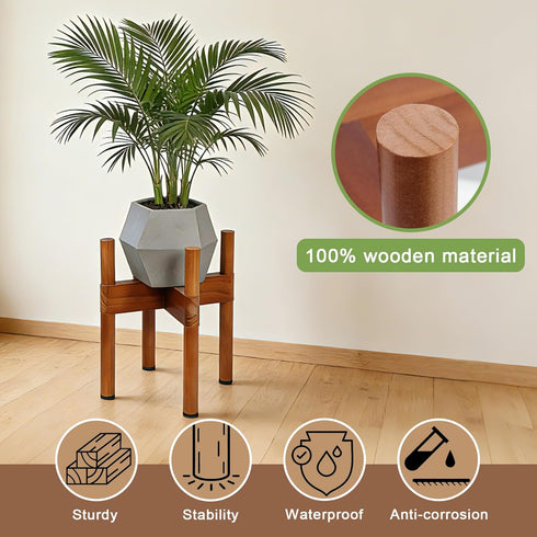 2 5-8 Inch Vigordream Plant Stand Indoor, Wood Plant Holder, Mid Century Modern Decor Tall Planter Stands, Height