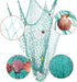 Rosoz Nature Fish Net Wall Decoration with Shells, Ocean Themed Hangings for Pirate Party, Wedding, Photographing (Aqua)