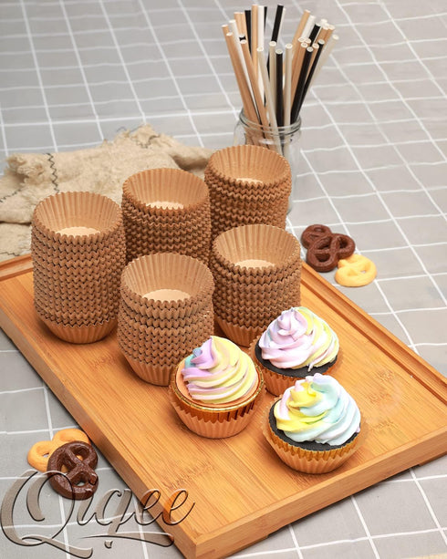 qiqee 1000pcs Natural Cupcake Liners, Food Grade Baking Cups, Standard Size Muffin Liners with No Smell