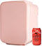 HealSmart 4L Mini Fridge, Freon-Free Portable Cooler & Warmer for Skincare, 6 Can, New Pink