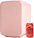 HealSmart 4L Mini Fridge, Freon-Free Portable Cooler & Warmer for Skincare, 6 Can, New Pink