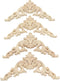 Wood Carved Applique, 4 Pack Decorative Wood Trim, 3.15x3.15inch Unpainted Appliques for Furniture Decor Decal