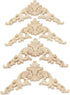 Wood Carved Applique, 4 Pack Decorative Wood Trim, 3.15x3.15inch Unpainted Appliques for Furniture Decor Decal