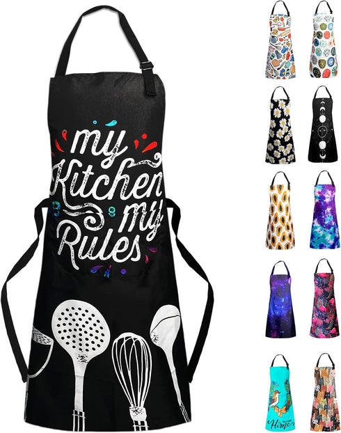 Sosolong Adjustable Waterproof Bib Apron with 2 Pockets for Cooking, Kitchen Aprons for Men and Women, Adult Gifts