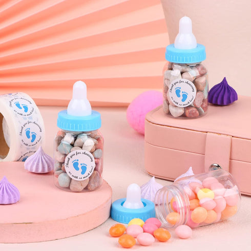 PINKXHY 62 3.5 Inch 500 Pcs Baby Mini Milk Bottle Baby Shower Favor with Adhesive Thank You for Showering Stickers