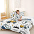 Set Set Set Set 3Pcs Feelyou Cartoon Car Kids Comforter Construction Bedding for Boys Toddler Decor Equipment Trucks