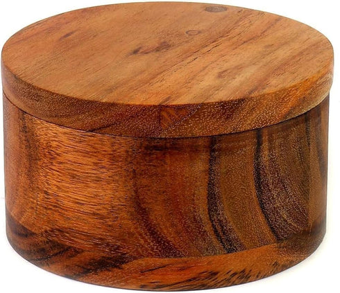 Kaizen Casa Acacia Wood Salt or Spice Box with Swivel Cover, Perfect for Keeping Seasonings Close at Hand