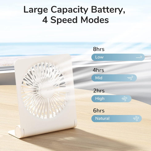 JISULIFE Small Desk Fan, Portable USB Rechargeable Fan, 160° Tilt Folding Personal Mini Fan with 2000mAh Battery, Ultra