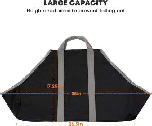 Stanbroil Canvas Firewood Carrier Bag, Durable Log Tote with Handles for Wood Fire Stove, Outdoor Camping