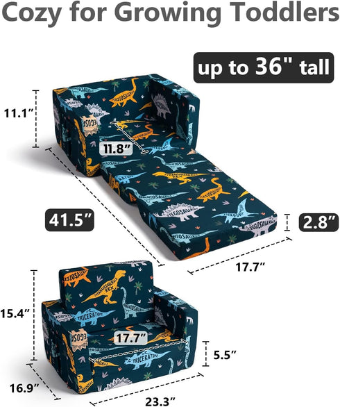 30% 2-in-1 1-3 TinyPalsa Foldable Toddler Couch, More Support, Comfy Sofa & Lounger for Years Old Girls Boys, Space