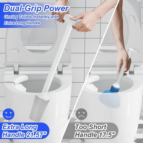 3 1 SetExtended Set,Bathroom in Toilet Brush and Plunger Handle Plunger,Heavy Duty Toilet Bowl Brush and Holder Hidden
