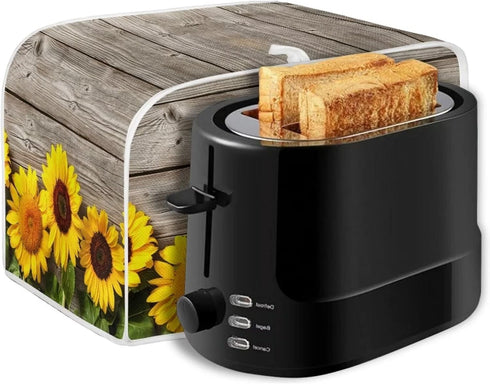 Sunflower Wooden Board Toaster Covers, Lightweight 4 Slice Stain Resistant Cover with Top Hook
