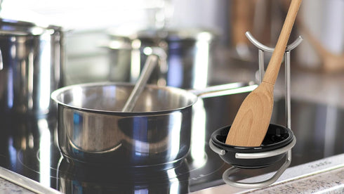 FitWell Ceramic Spoon Rest with Upright Utensil Holder, Heat Resistant Cooking Utensil Holder for Stovetop & Countertop