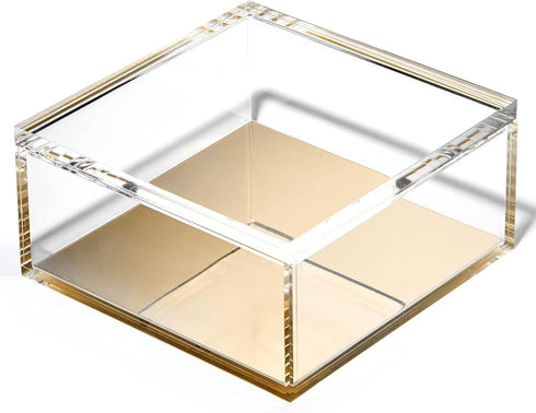 OfficeGoods Acrylic Desk Organizer w/Gold Base – Elegant Odds & Ends Box for Home or Office, Extra Large