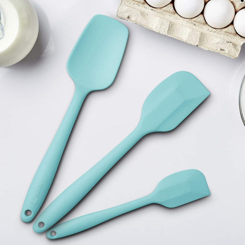 Silicone Spatula Set, 3-Piece High Heat-Resistant Ergonomic Handle Non-stick Rubber Spatulas with Stainless Steel Core,