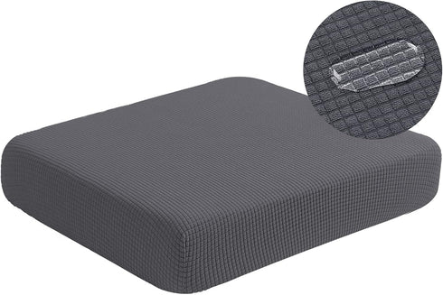 Water Repellent Sofa Cushion Slipcovers | Stretch Seat Cushion Cover for Living Room, Loveseat Cushion, Gray