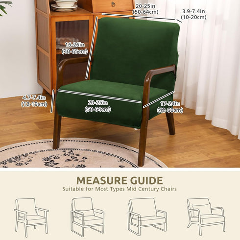 NICEEC Green Spandex Mid Century Chair Covers Stretch Accent Chair Slipcovers with Arms Super Soft Modern Arm Chair