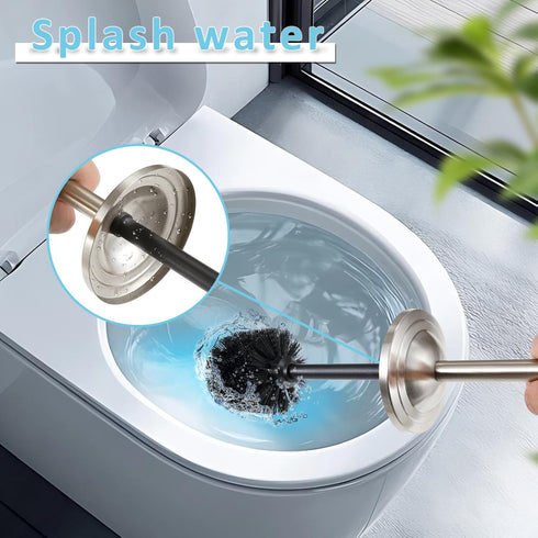 Set,304 Brushed Nickel Toilet Brush and Holder Stainless Steel Toilet Bowl Brush and Holder for Bathroom,Silver Heavy